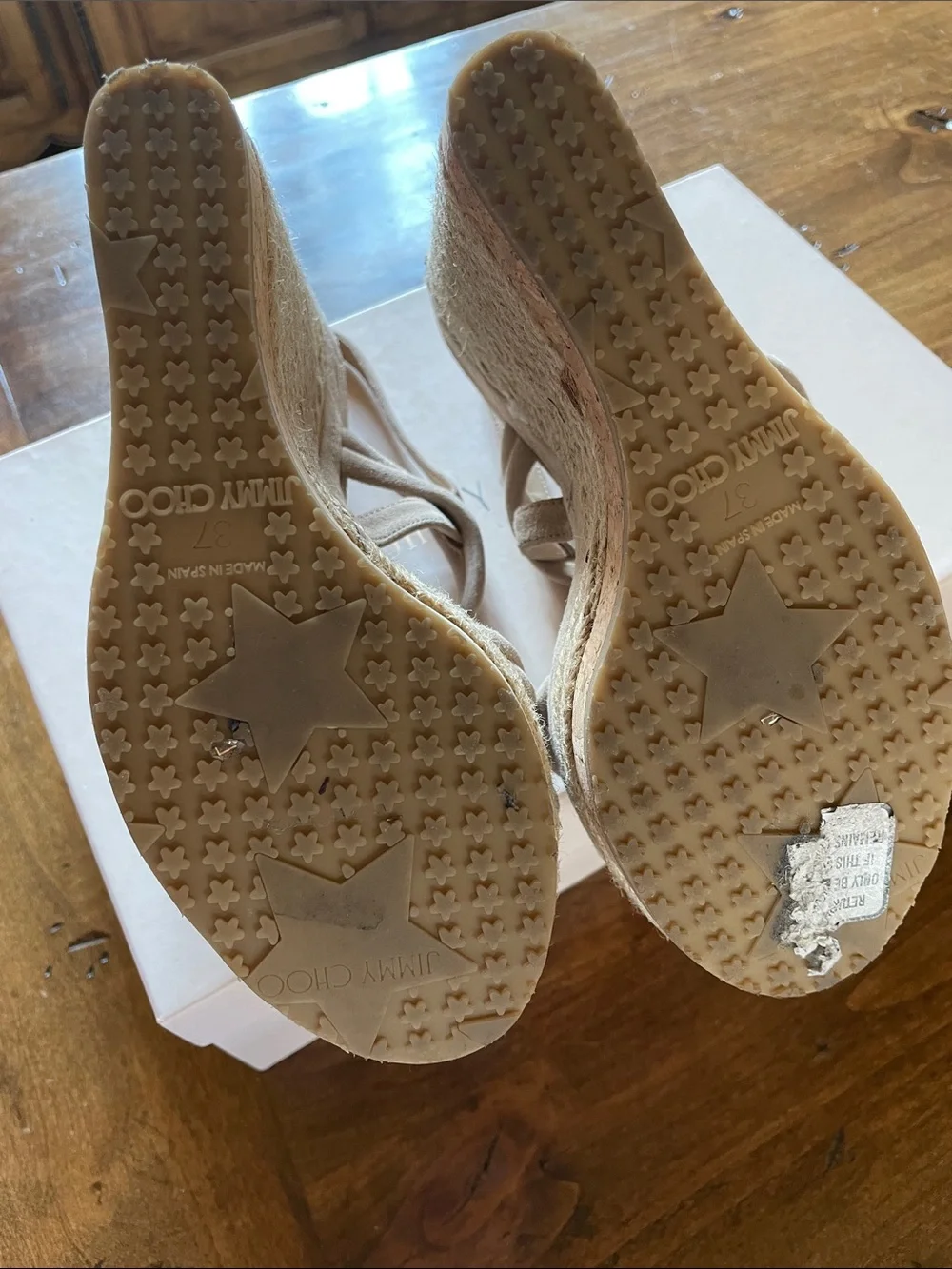 JIMMY CHOO Tan Nomad Nadym Suede Espadrille Platform Sandal 37